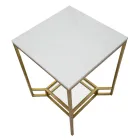 Konferenční stolek Golden Square ze železa, bílé pryskyřice a skla - Tokio Viadurini