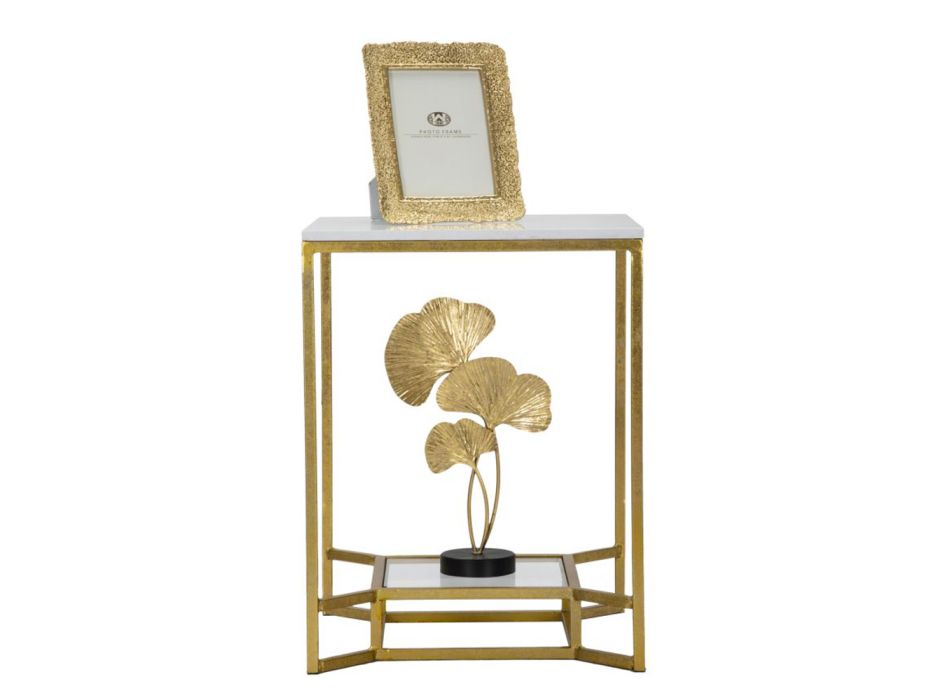Konferenční stolek Golden Square ze železa, bílé pryskyřice a skla - Tokio Viadurini