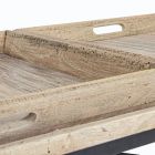 Konferenční stolek z oceli s podnosem v designu mangového dřeva - Cesira Viadurini