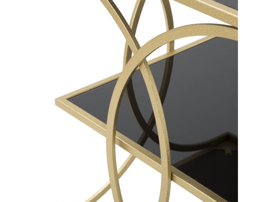 Zlatý povrch Železný konferenční stolek s černými skleněnými deskami - Serpico Viadurini