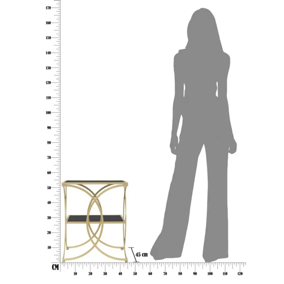 Zlatý povrch Železný konferenční stolek s černými skleněnými deskami - Serpico Viadurini