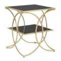 Konferenční stolek Golden Iron se 2 černými skleněnými deskami - Serpico