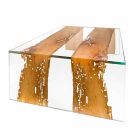 Konferenční stolek benátské Briccola dřeva a skla kávové 120 cm Viadurini