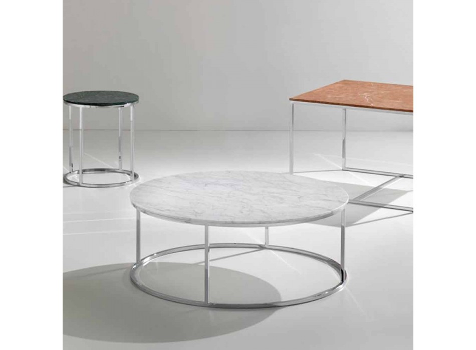 Carrara bílý mramorový konferenční stolek s chromovanou základnou Zeus Viadurini