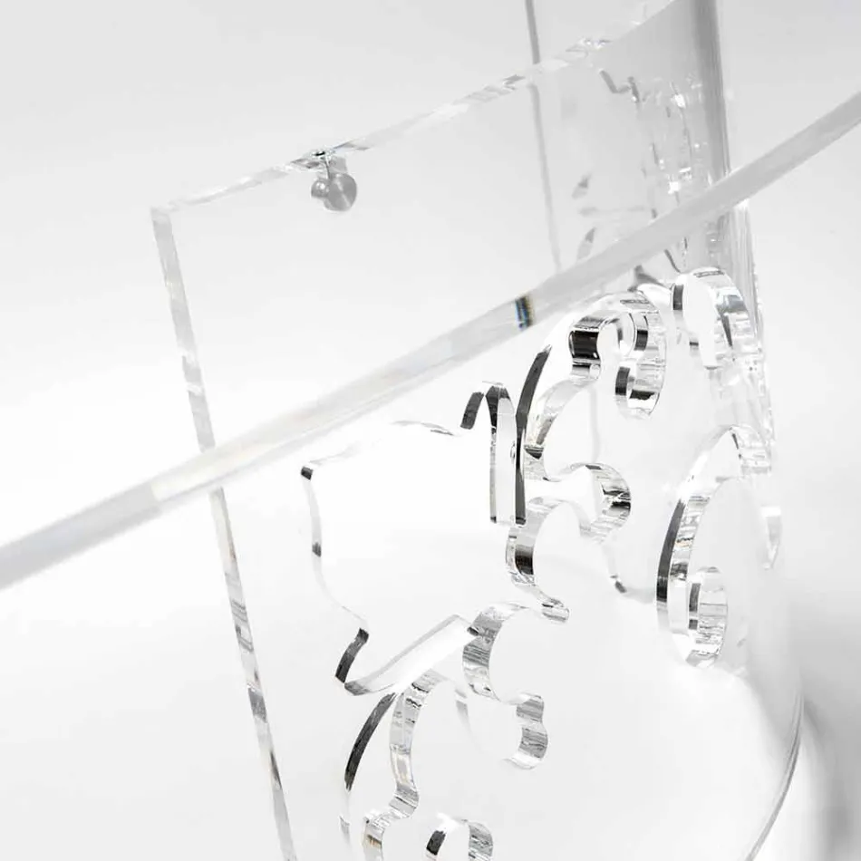 Konferenční stolek z uzeného nebo průhledného plexiskla se zdobeným podstavcem - Crassus Viadurini