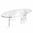 Konferenční stolek z uzeného nebo průhledného plexiskla se zdobeným podstavcem - Crassus Viadurini