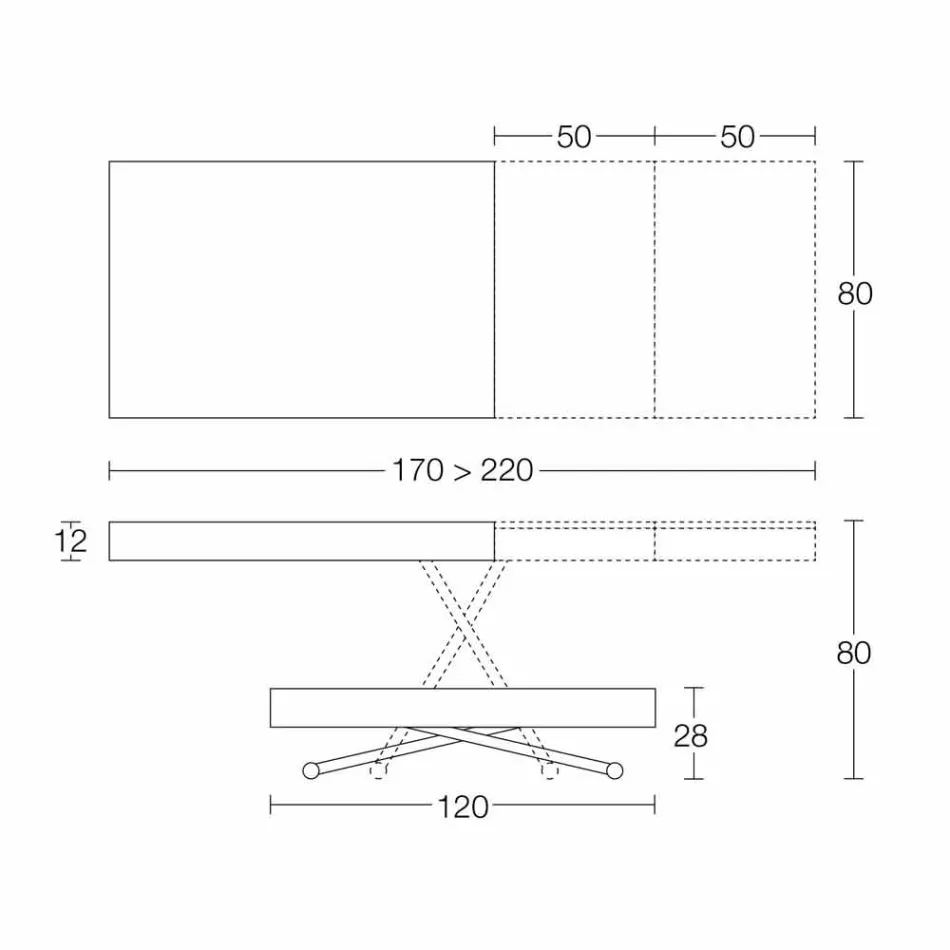 Moderní transformovatelný konferenční stolek ze dřeva a kovu vyrobený v Itálii - Fabio Viadurini