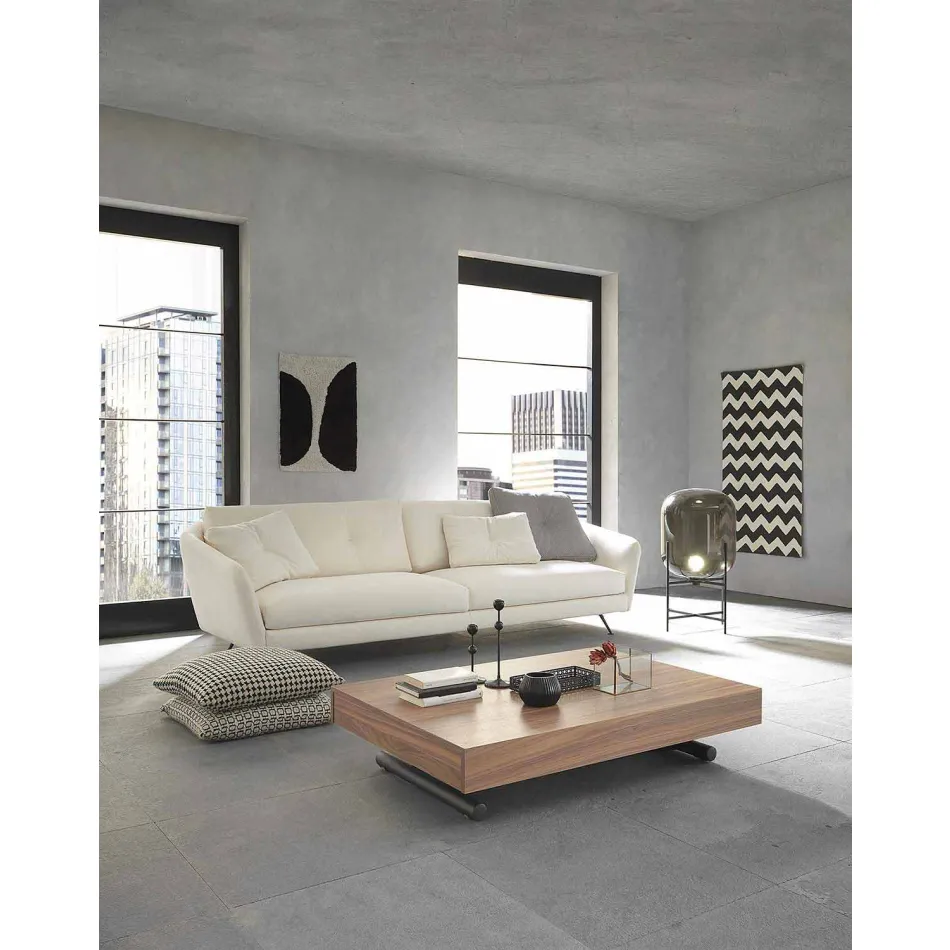 Moderní transformovatelný konferenční stolek ze dřeva a kovu vyrobený v Itálii - Fabio Viadurini