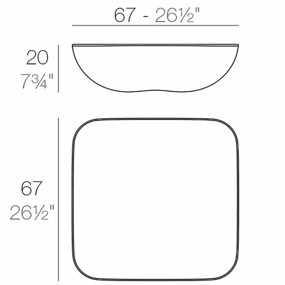 Polštář Vondom venkovní konferenční stolek, moderní design, 67x67 cm Viadurini