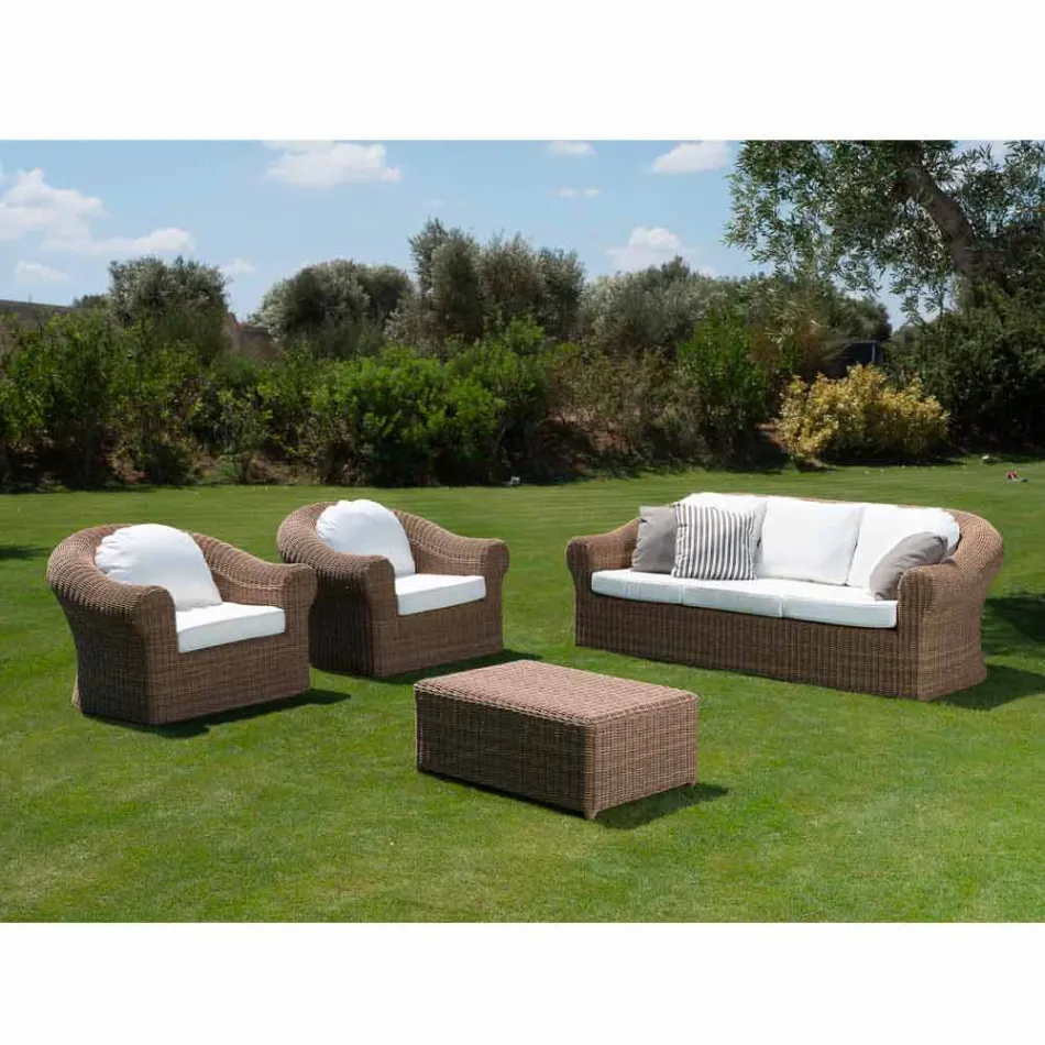 Zahradní konferenční stolek z tkaného syntetického ratanu - Yves Viadurini