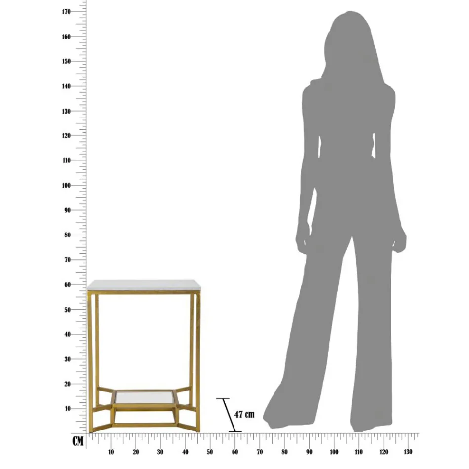 Čtvercový konferenční stolek ze zlaté žehličky, bílé pryskyřice a skla - Tokio Viadurini