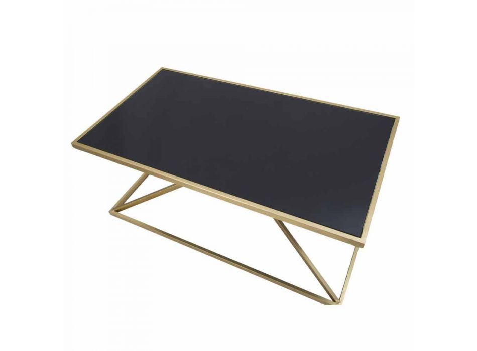 Moderní designový obdélníkový konferenční stolek ze železa a skla - Maggie Viadurini