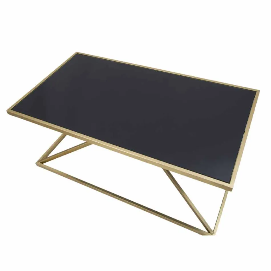 Moderní designový obdélníkový konferenční stolek ze železa a skla - Maggie Viadurini