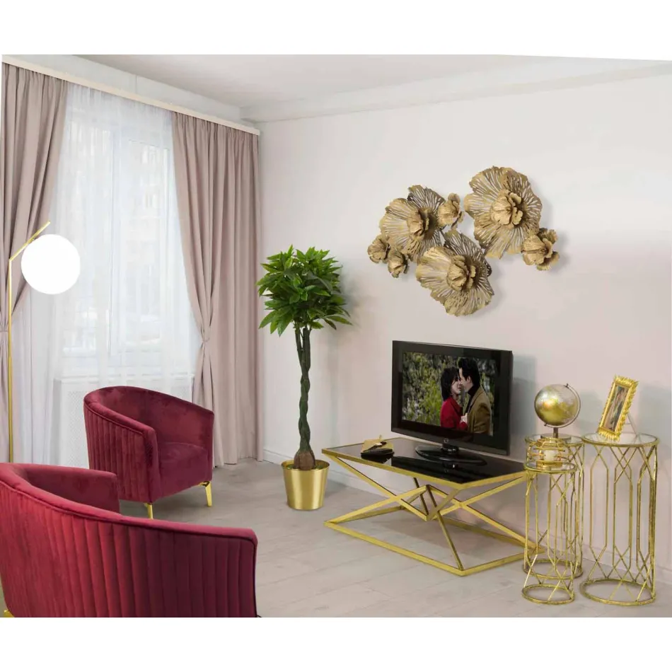 Moderní designový obdélníkový konferenční stolek ze železa a skla - Maggie Viadurini