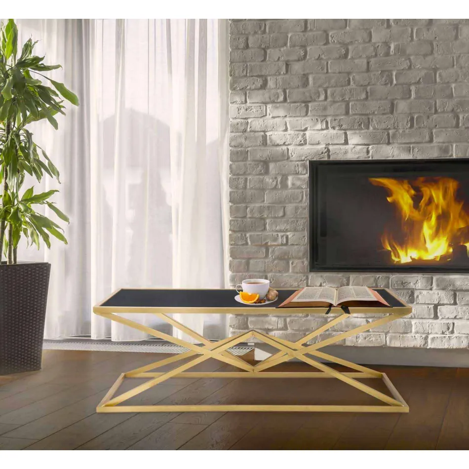 Moderní designový obdélníkový konferenční stolek ze železa a skla - Maggie Viadurini