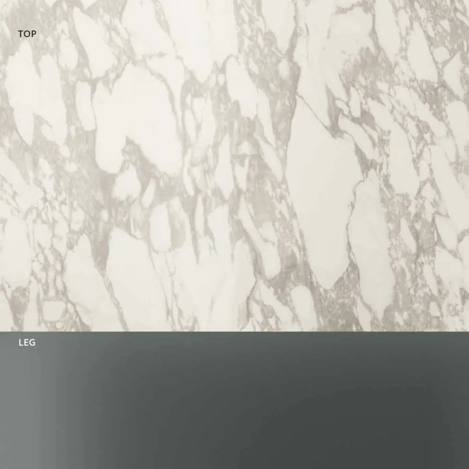 Kulatý konferenční stolek s keramickou deskou a kouřovými skleněnými nohami - náhodně Viadurini