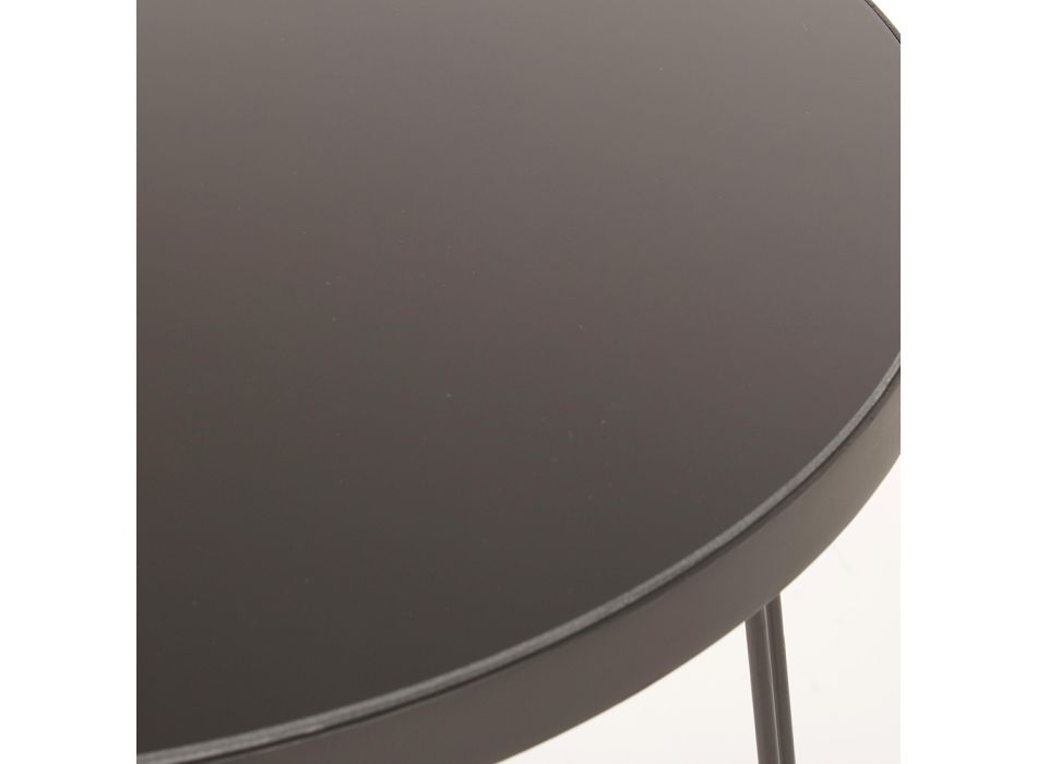 Kulatý konferenční stolek z černé oceli a skla Top 2 velikosti – Zanzino Viadurini