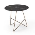 Kulatý konferenční stolek z kovu a luxusního skla z mramoru - Magali