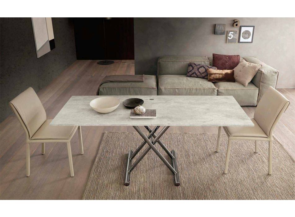 Moderní transformovatelný konferenční stolek ze dřeva a kovu vyrobený v Itálii - Gabri Viadurini