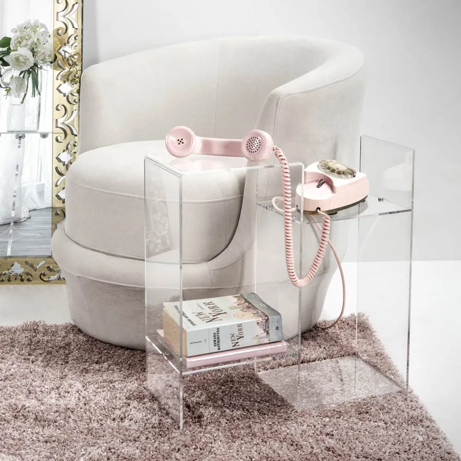 Sedací stolek z průhledného nebo kouřového plexiskla Made in Italy - Janne Viadurini