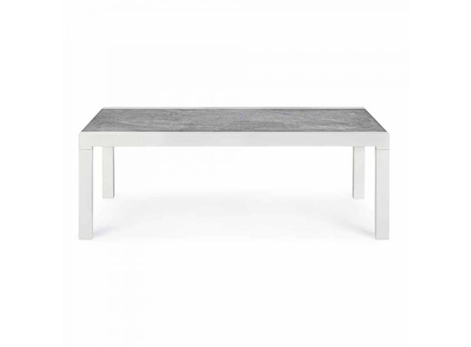 Venkovní konferenční stolek s keramickou deskou a hliníkovou strukturou - Softy Viadurini