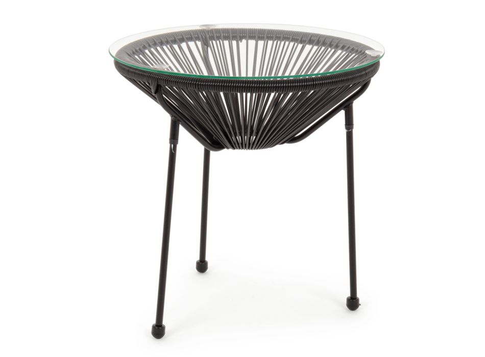 Venkovní ocelový konferenční stolek s designovou skleněnou deskou - Spumolizia Viadurini