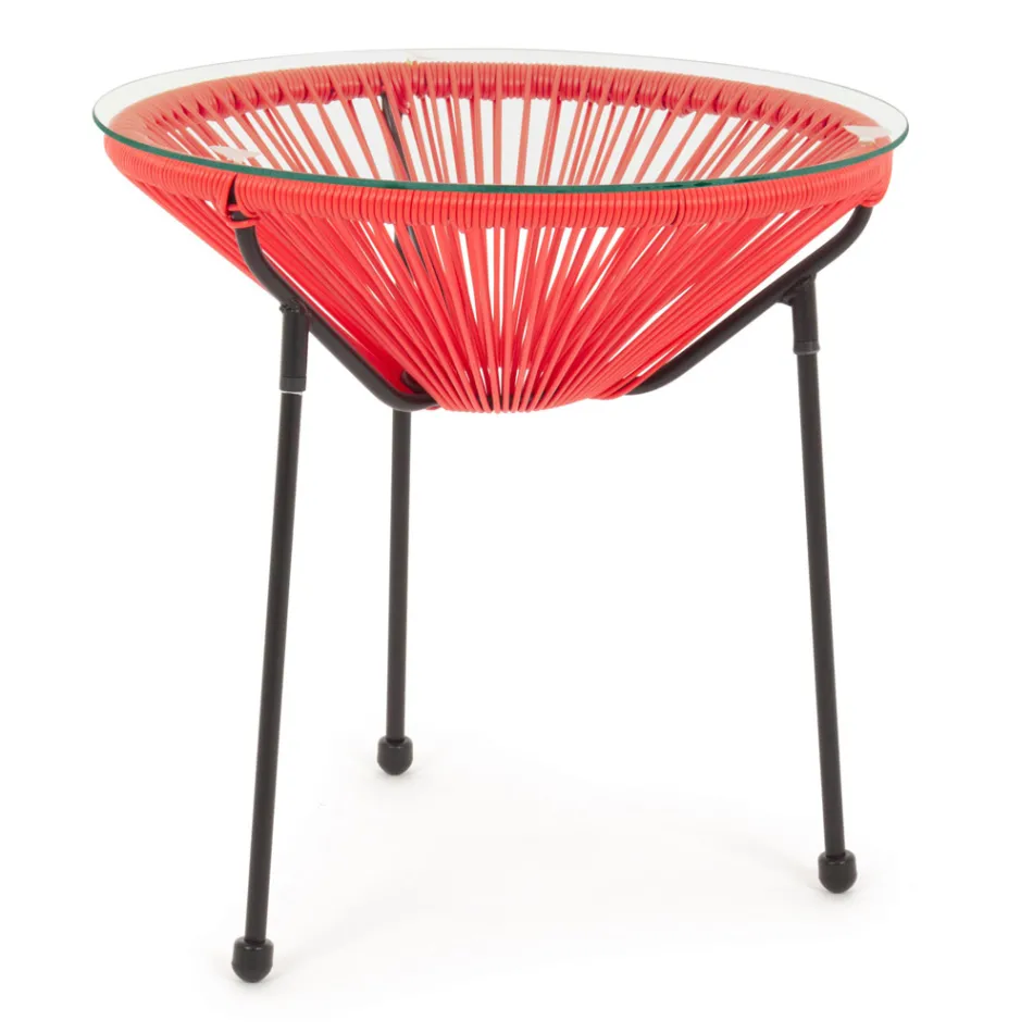 Venkovní ocelový konferenční stolek s designovou skleněnou deskou - Spumolizia Viadurini