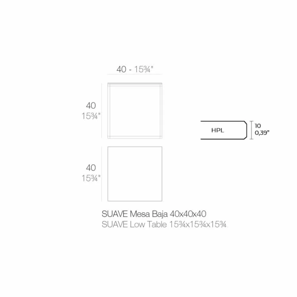 Venkovní konferenční stolek z hliníku a hranatého černého laminátu - Suave od Vondom Viadurini