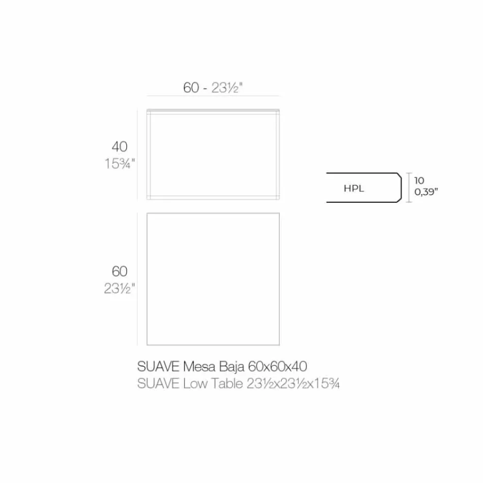 Venkovní konferenční stolek z hliníku a hranatého černého laminátu - Suave od Vondom Viadurini