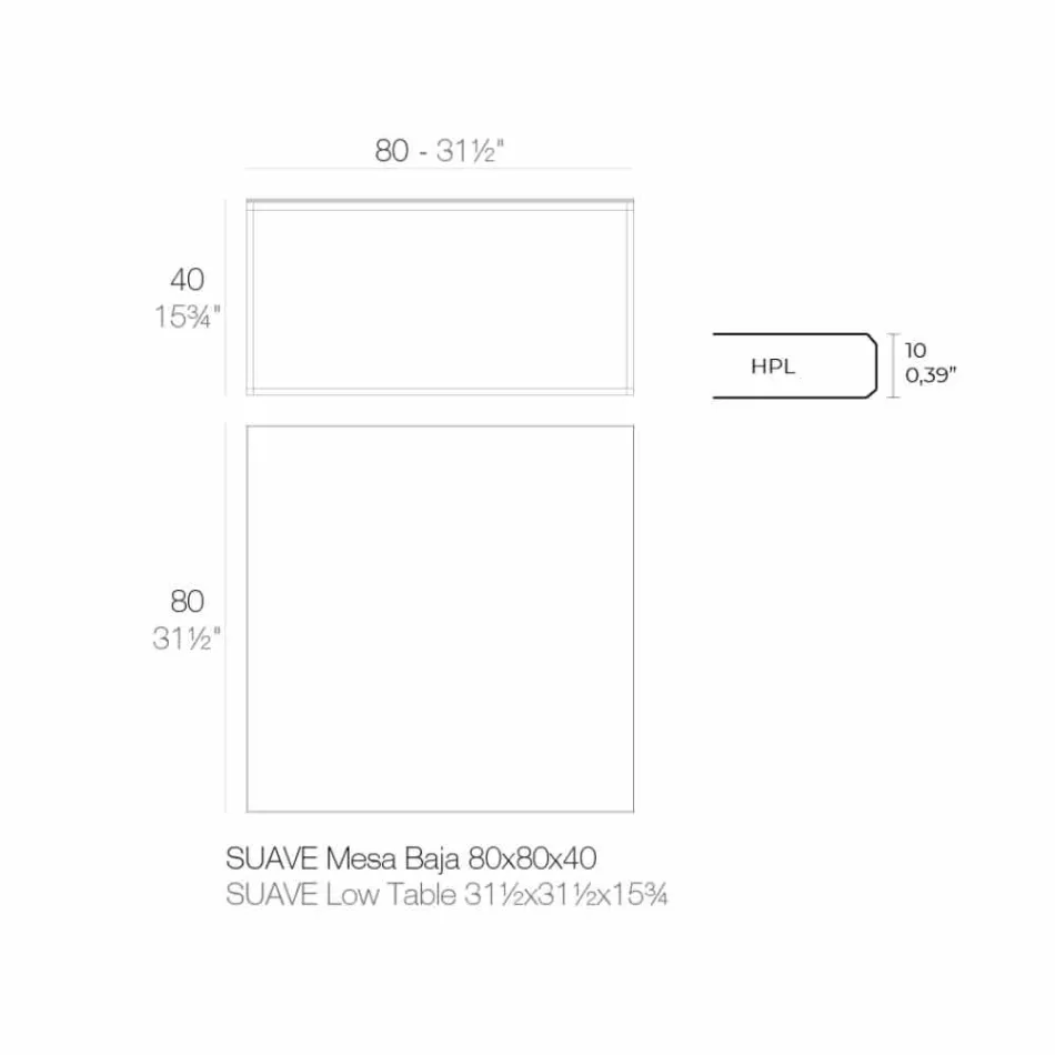 Venkovní konferenční stolek z hliníku a hranatého černého laminátu - Suave od Vondom Viadurini