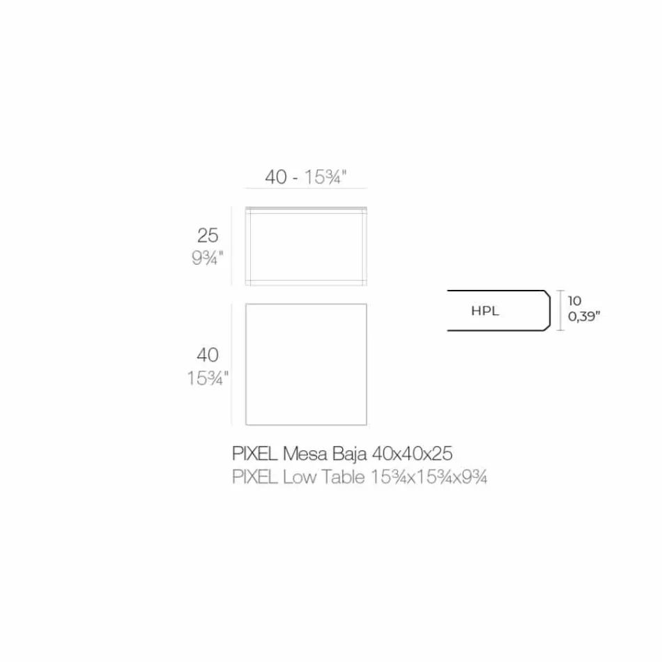 Venkovní konferenční stolek z hliníku a hranatého černého laminátu - Suave od Vondom Viadurini