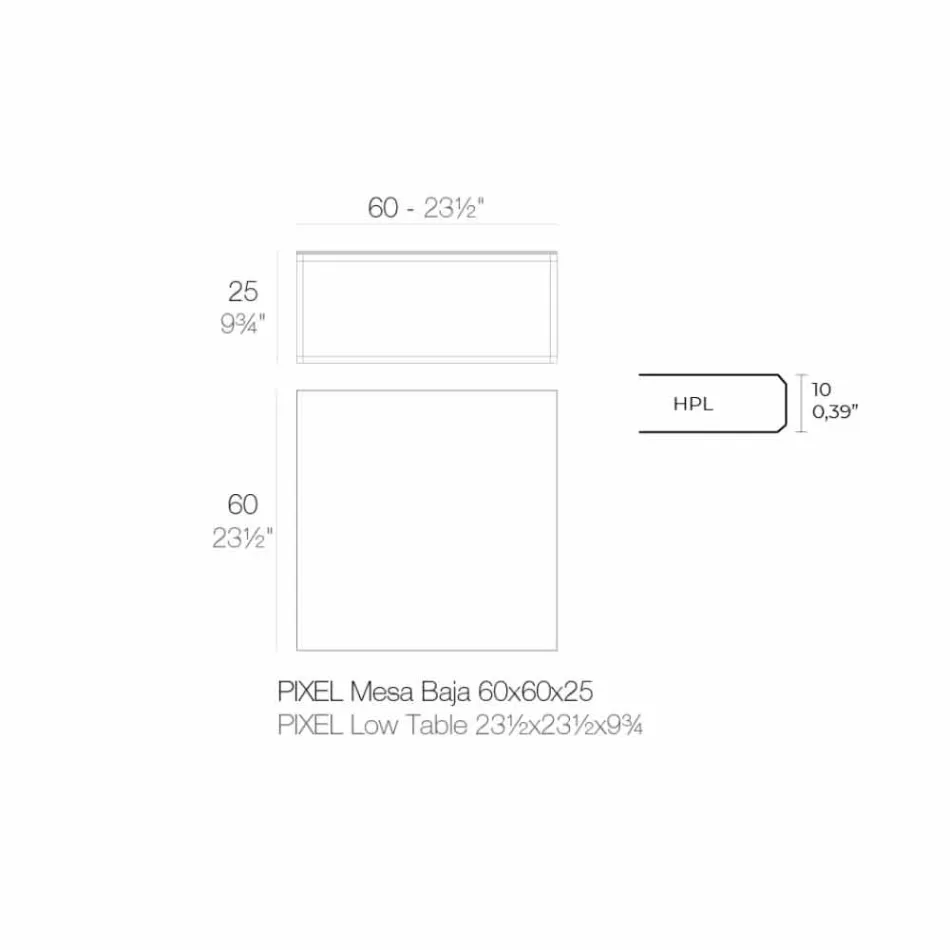 Venkovní konferenční stolek z hliníku a hranatého černého laminátu - Suave od Vondom Viadurini