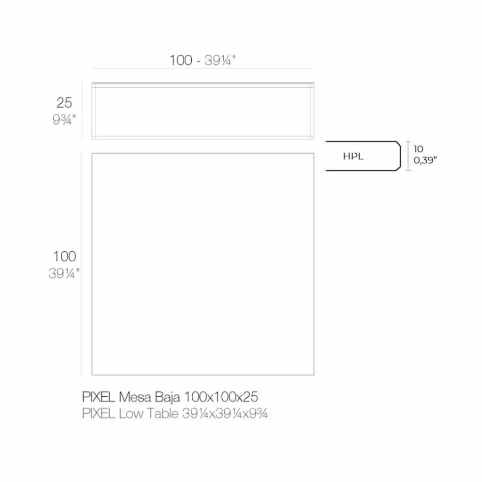 Venkovní konferenční stolek z hliníku a hranatého černého laminátu - Suave od Vondom Viadurini
