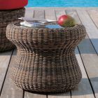 Venkovní konferenční stolek z hliníku a tkané WaProLace Made in Italy - Barnabus Viadurini