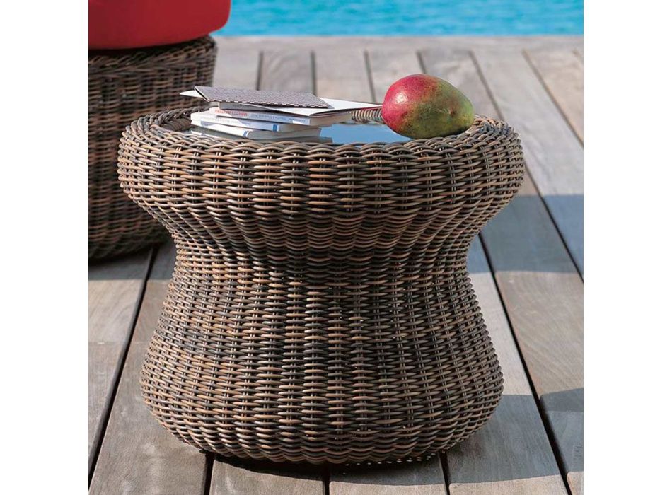 Venkovní konferenční stolek z hliníku a tkané WaProLace Made in Italy - Barnabus Viadurini
