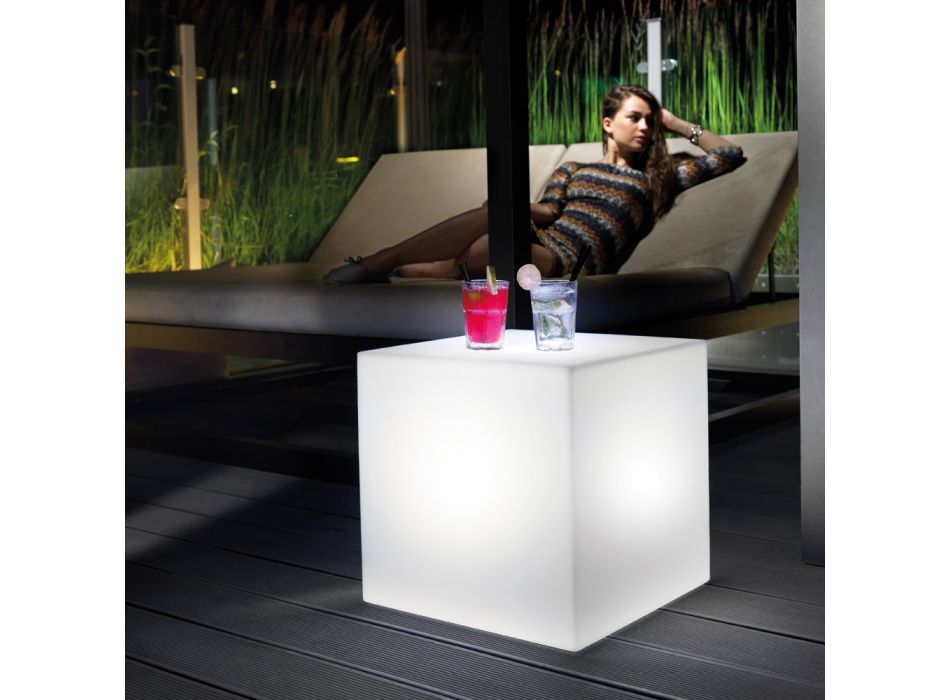 Světlý venkovní konferenční stolek z bílého polyetylenu Vyrobeno v Itálii - Derti Viadurini