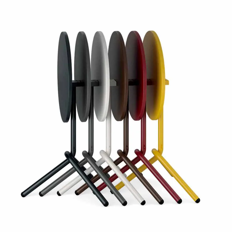 Kulatý venkovní kovový a plechový stůl vyrobený v Itálii - Alberic Viadurini