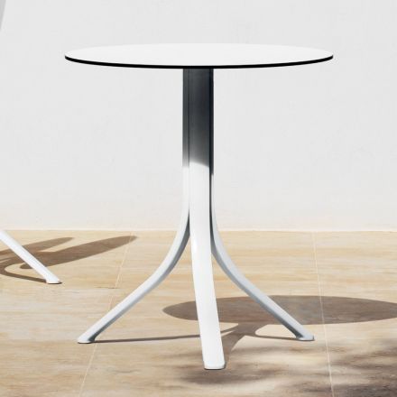 Kulatý polohovací venkovní konferenční stolek se 3 nohami z hliníku 2 barvy - Filomena Viadurini