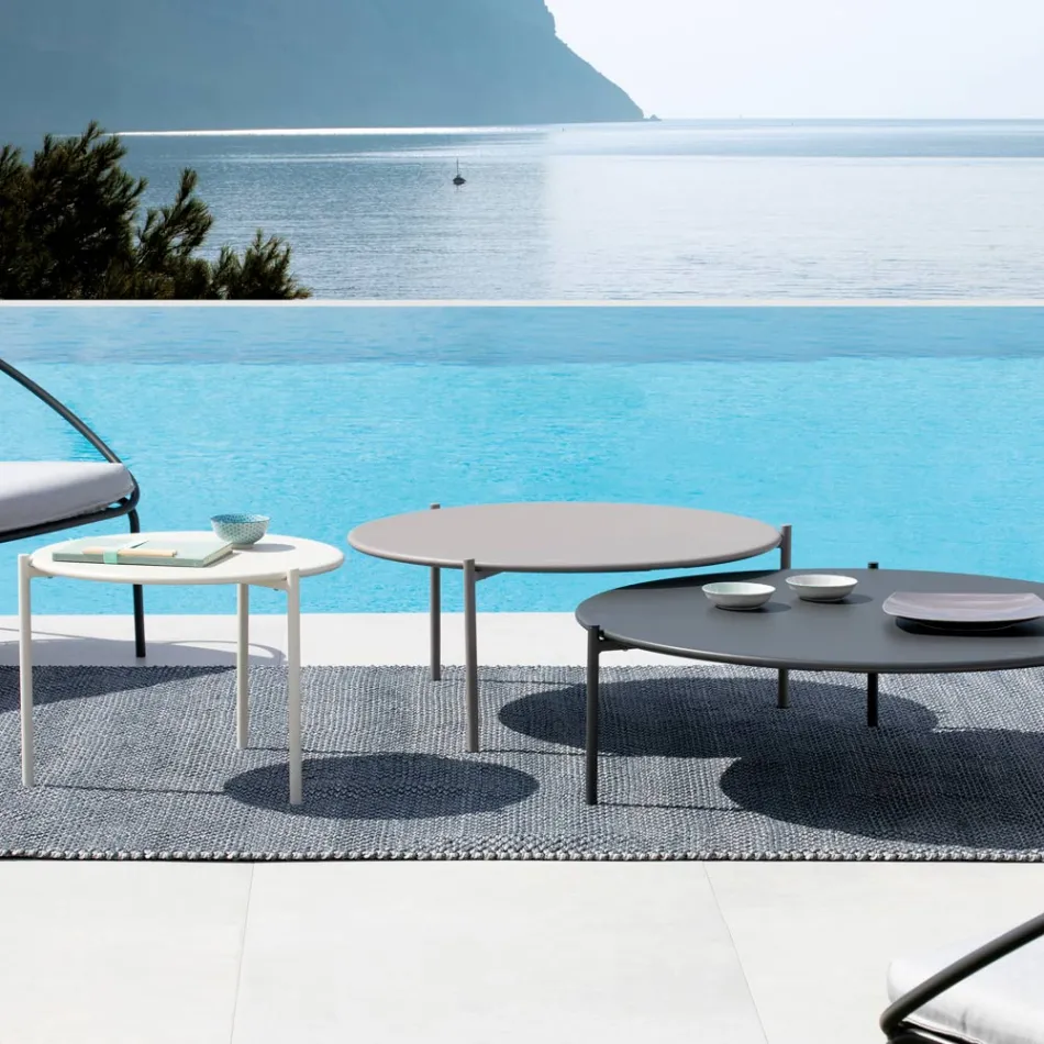 Zahradní konferenční stolek z oceli různých velikostí Made in Italy - Sansa Viadurini