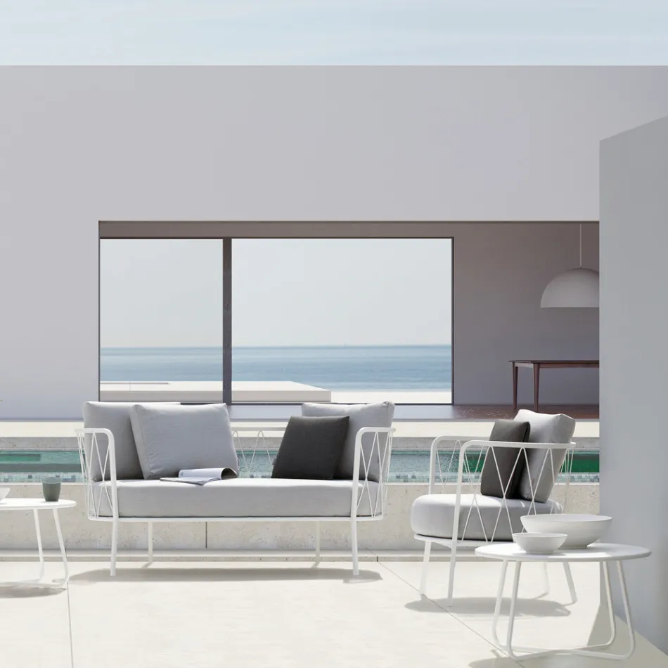 Zahradní konferenční stolek z pozinkované oceli Made in Italy - Brienne Viadurini