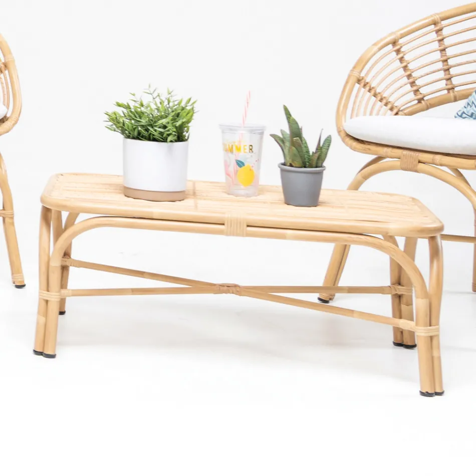 Zahradní konferenční stolek ve tkaní z hliníku a polyratanu - Ellide Viadurini