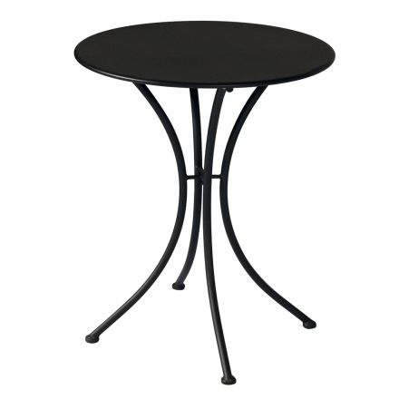 Zahradní konferenční stolek z černého lakovaného železa s kulatou deskou - Gendron Viadurini