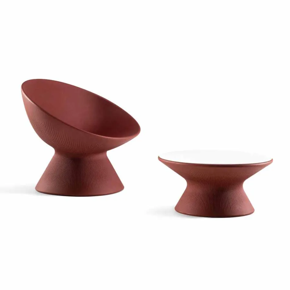 Zahradní konferenční stolek z polyethylenu s deskou HPL vyrobený v Itálii - Desmond Viadurini