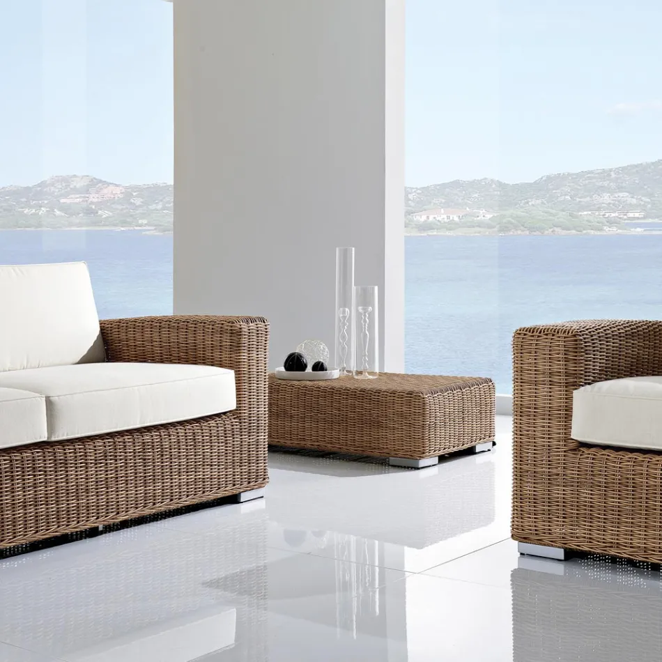 Zahradní konferenční stolek z ručně tkaného polyratanu - Yoko Viadurini