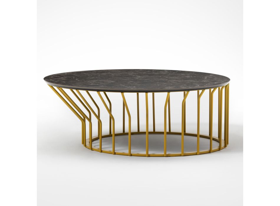 Zahradní konferenční stolek ze sklokeramiky a kovu Made in Italy - Guerrino Viadurini