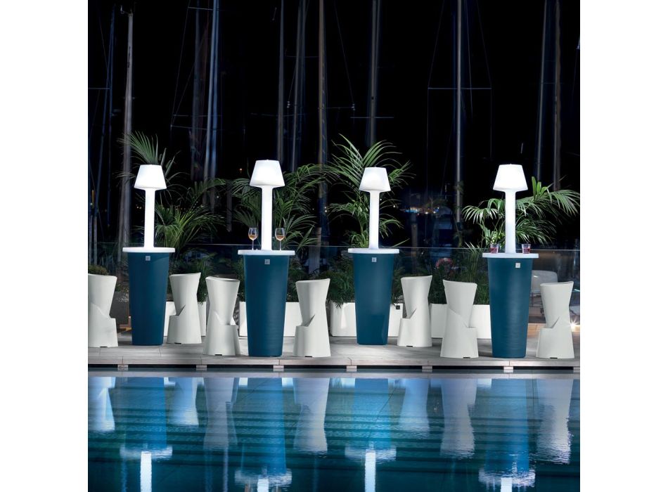 Světlý zahradní konferenční stolek s polyetylenovou základnou Made in Italy - Tigota Viadurini