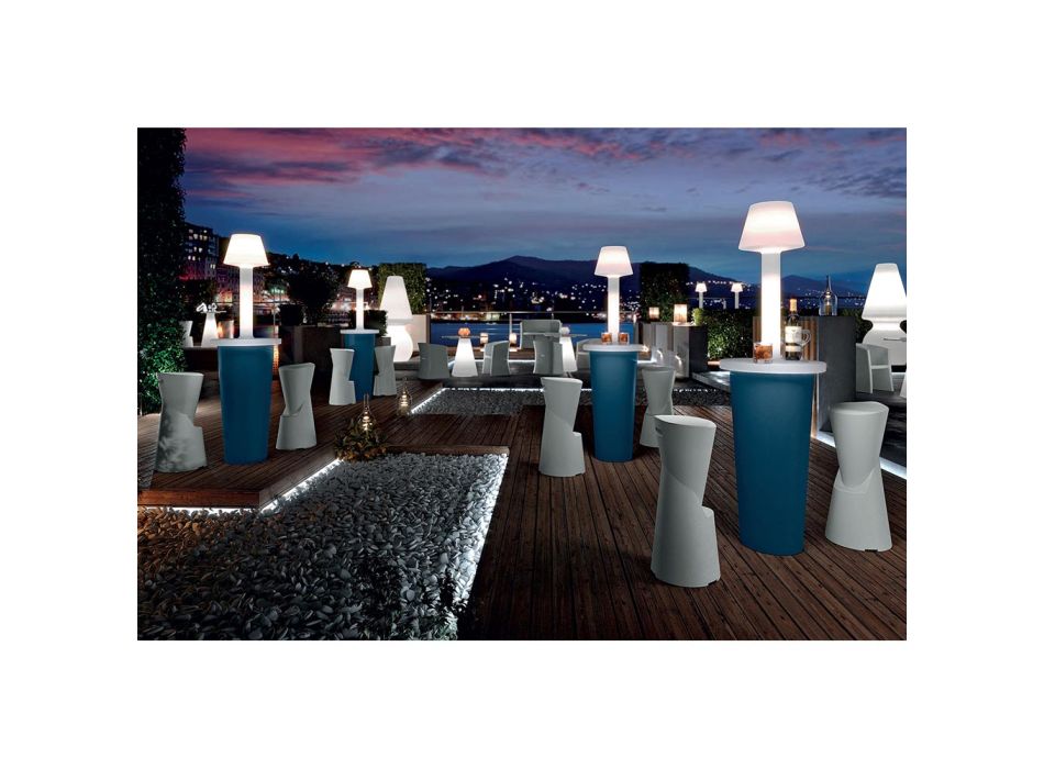 Světlý zahradní konferenční stolek s polyetylenovou základnou Made in Italy - Tigota Viadurini