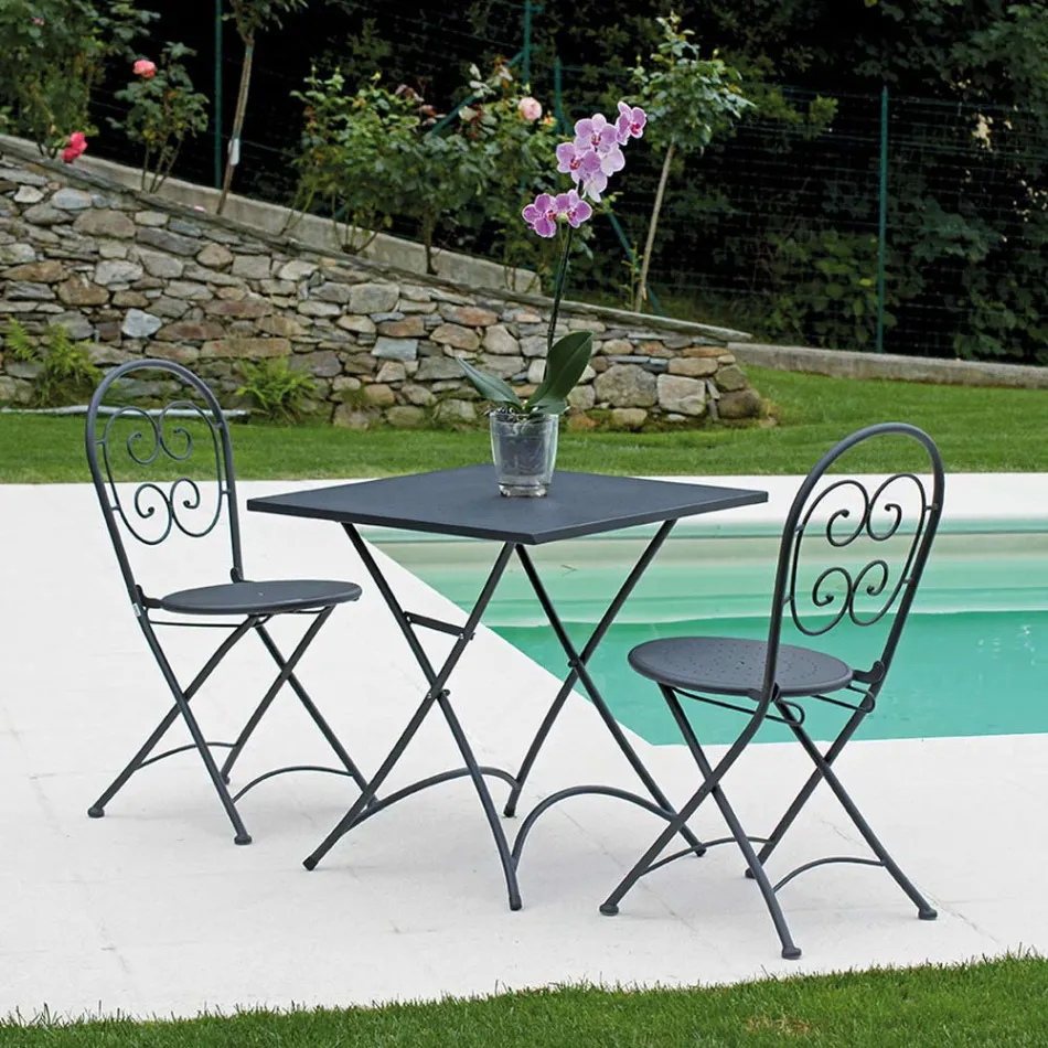 Skládací konferenční stolek Square Garden z antracitově šedé litiny - Zoubiba Viadurini