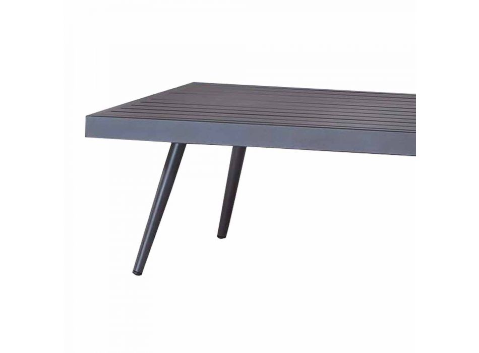 Obdélníkový zahradní konferenční stolek z antracitově lakovaného hliníku - Rasti Viadurini