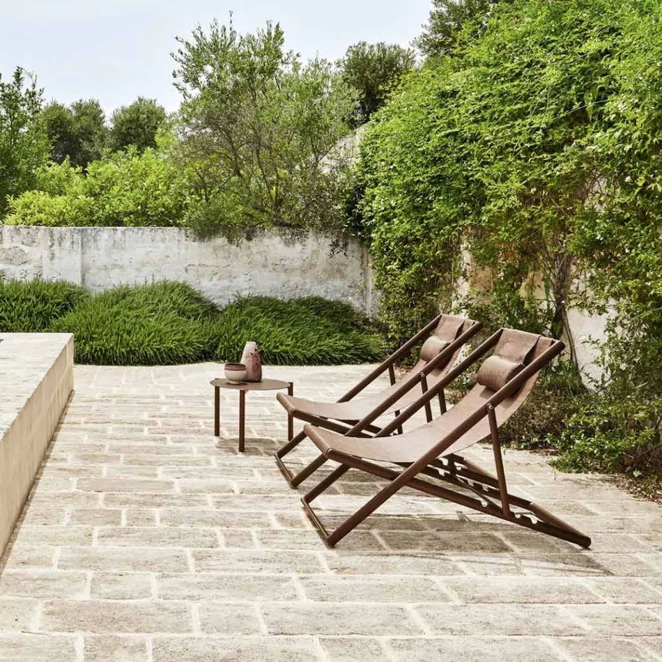 Kulatý zahradní konferenční stolek z lakovaného hliníku - Bahia od Varaschin Viadurini